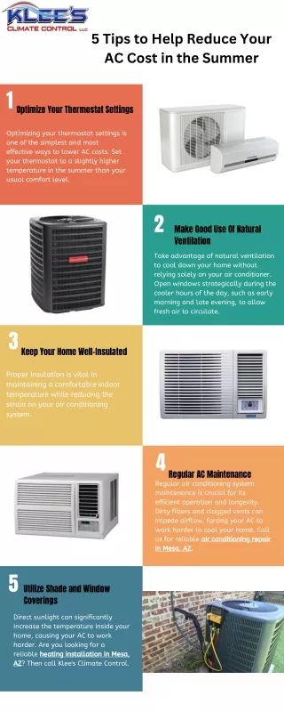 5 Tips to Help Reduce Your AC Cost in the Summer