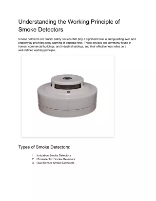 Understanding the Working Principle of Smoke Detectors