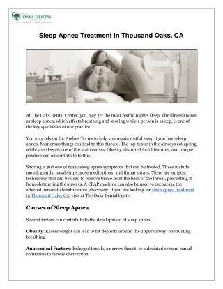 Sleep Apnea Treatment in Thousand Oaks, CA