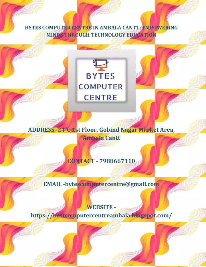 bytes computer centre in ambala cantt empowering