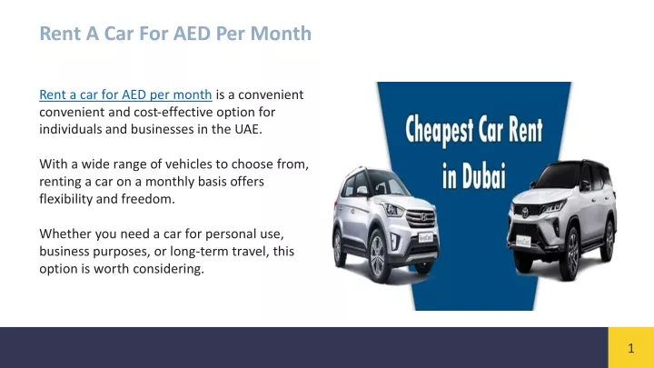 rent a car for aed per month