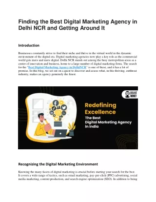 Finding the Best Digital Marketing Agency in Delhi NCR and Getting Around It