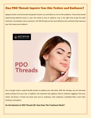 Can PDO Threads Improve Your Skin Texture and Radiance