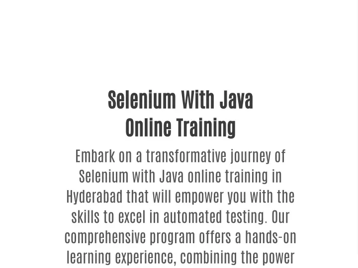 selenium with java online training embark