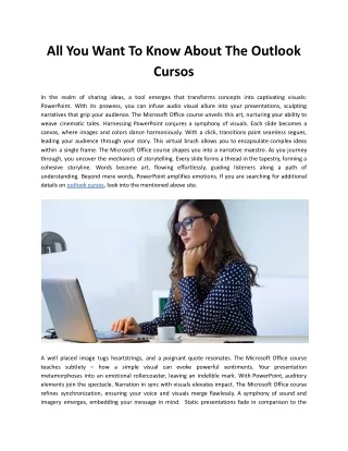 All You Want To Know About The Outlook Cursos