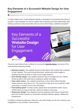 Key Elements of a Successful Website Design for User Engagement