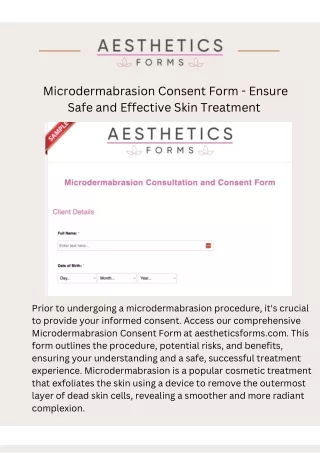 Microdermabrasion Consent Form - Ensure Safe and Effective Skin Treatment