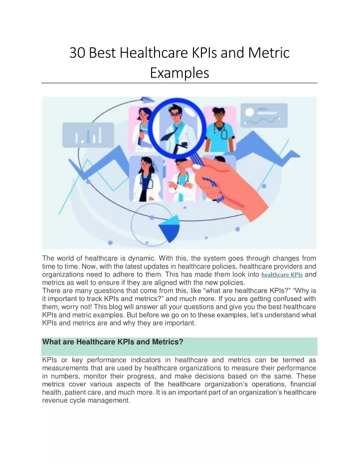 30 best healthcare kpis and metric examples
