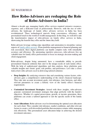 How Robo-Advisors are reshaping the Role of Robo-Advisors in India