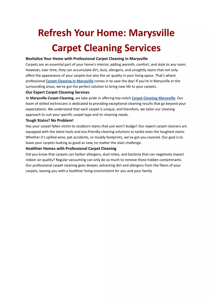 refresh your home marysville carpet cleaning