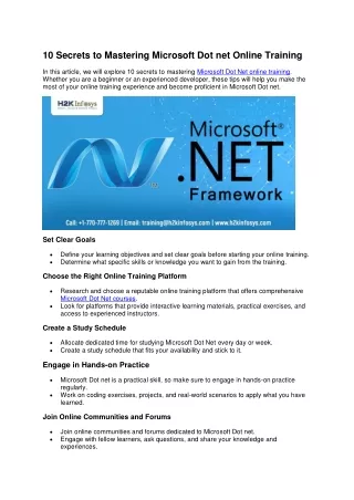 10 secrets to mastering microsoft dot net online