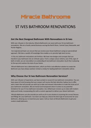 ST IVES BATHROOM RENOVATIONS