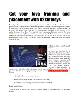 Get your Java training and placement with H2kInfosys