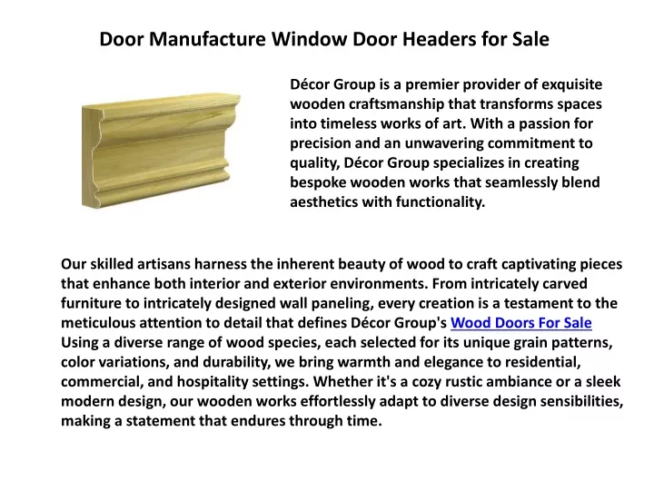 door manufacture window door headers for sale