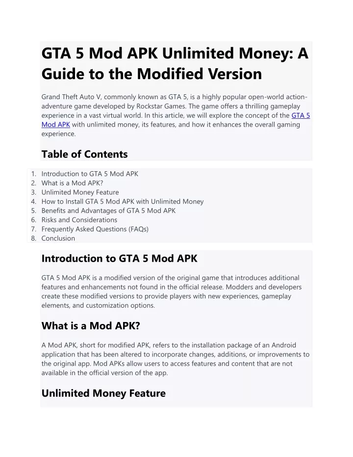 gta 5 mod apk unlimited money a guide