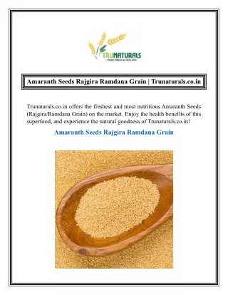 Amaranth Seeds Rajgira Ramdana Grain  Trunaturals.co.in