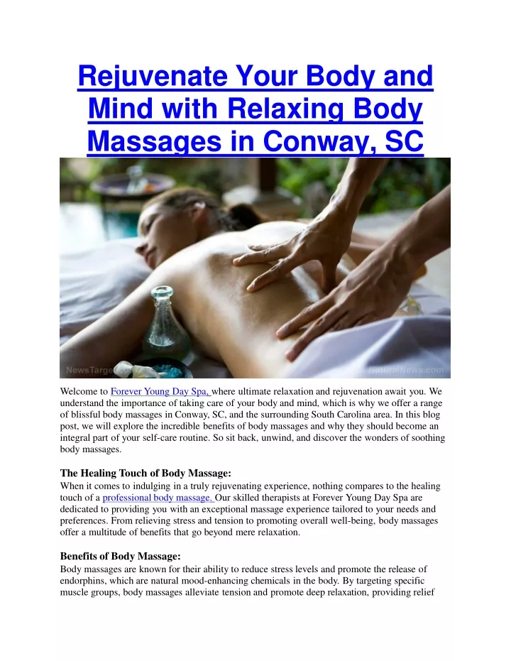 rejuvenate your body and mind with relaxing body massages in conway sc
