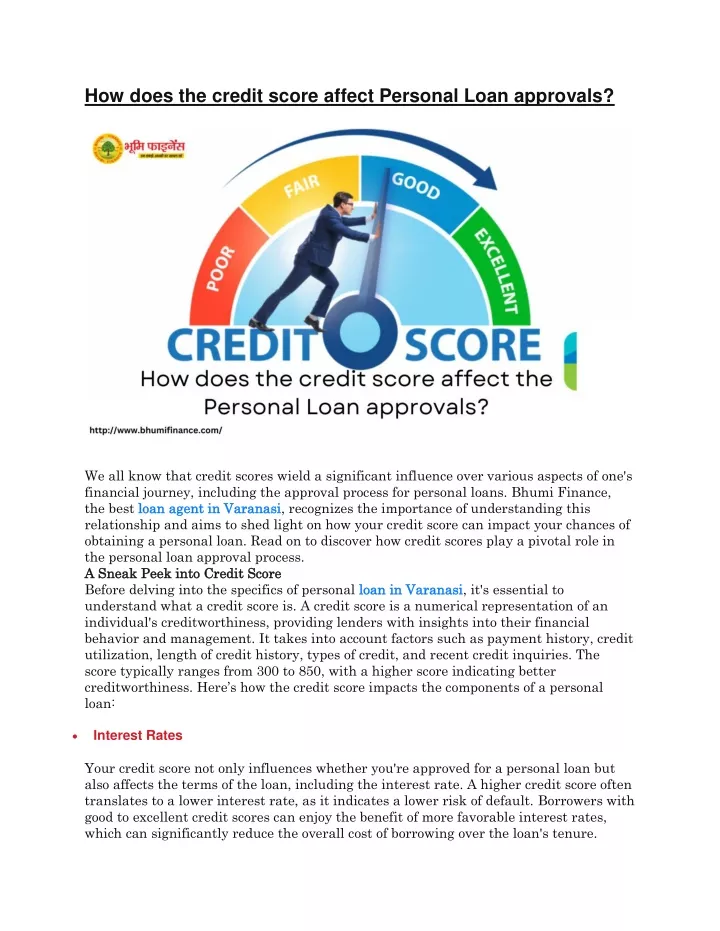 how does the credit score affect personal loan