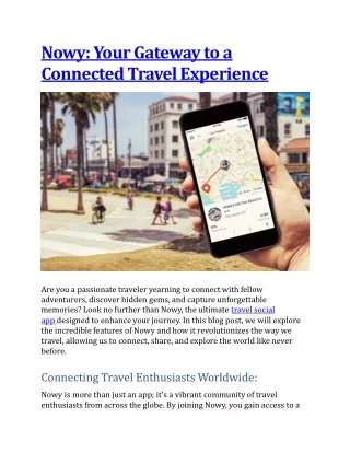 Nowy Your Gateway to a Connected Travel Experience