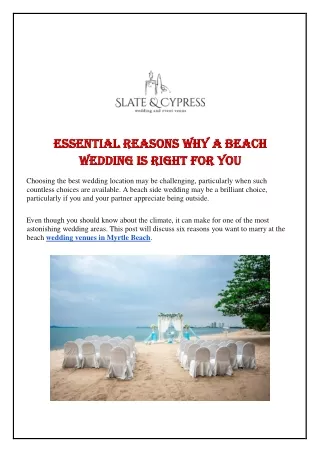 Essential Reasons Why A Beach Wedding is Right for You
