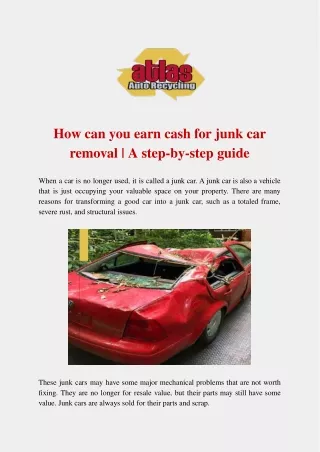 How can you earn cash for junk car removal | A step-by-step guide