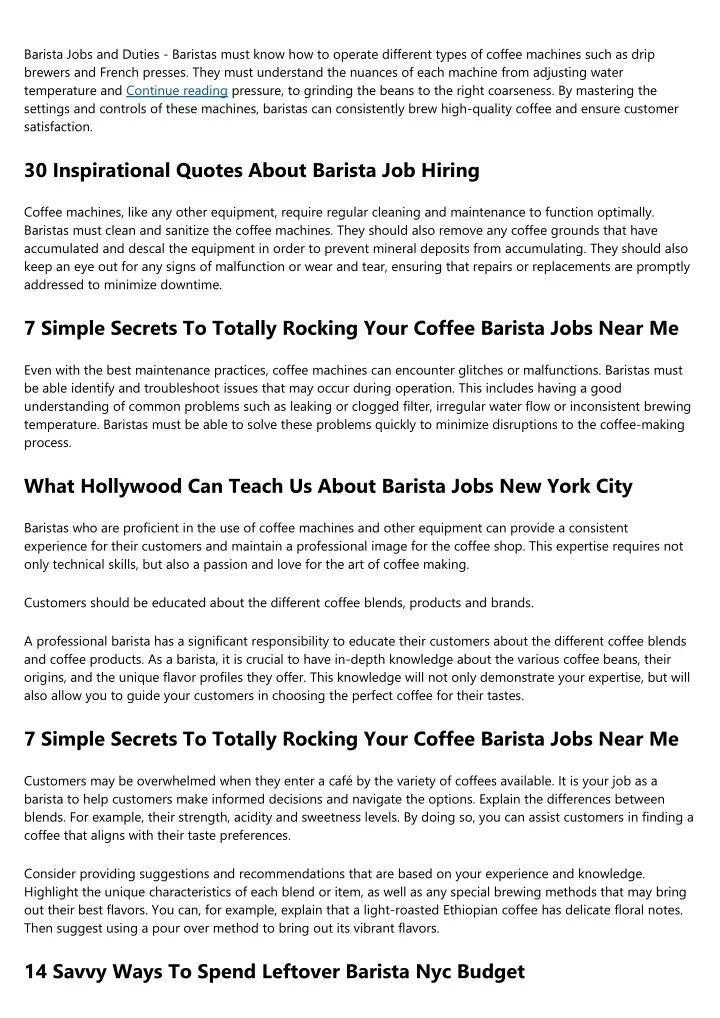 barista jobs and duties baristas must know