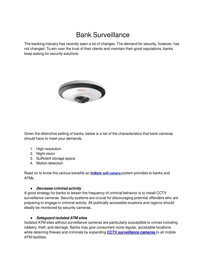 bank surveillance the banking industry
