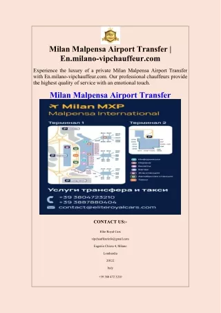 Milan Malpensa Airport Transfer  En.milano-vipchauffeur.com