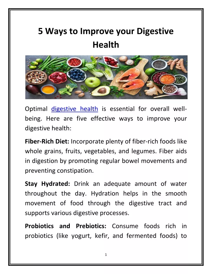 5 ways to improve your digestive health