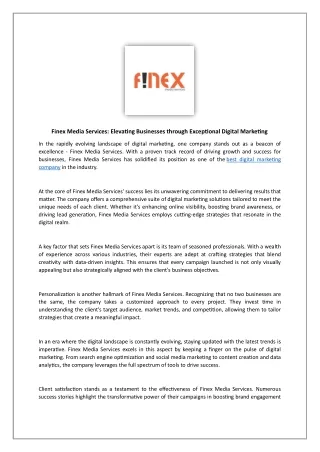 Finex Media Services: best seo company in houston