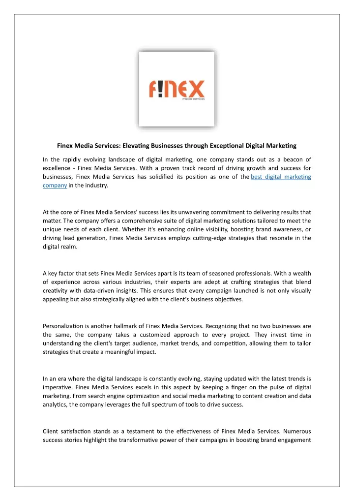 finex media services elevating businesses through