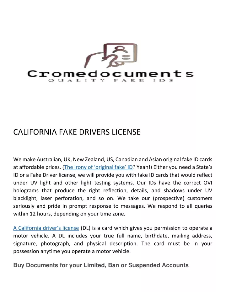 california fake drivers license
