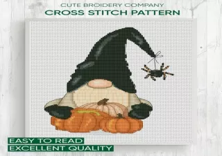 [PDF] Cross stitch pattern: Halloween gnome: Counted cross stitch Full