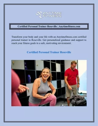 Certified Personal Trainer Roseville  Anytimefitness.com
