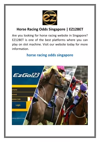 Horse Racing Odds Singapore | EZ12BET
