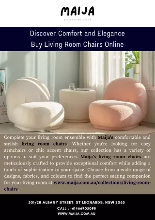 Discover Comfort and Elegance - Buy Living Room Chairs Online