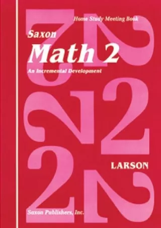 PDF/READ Complete Kit 1994: 1st Edition (Saxon Math 2 Homeschool)