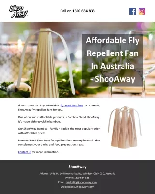 Affordable Fly Repellent Fan In Australia – ShooAway
