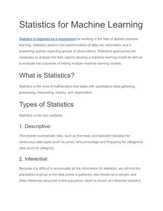 statistics for machine learning
