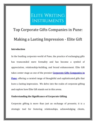 Corporate Gifts Companies in Pune |Call- 9820665448|Elite Writing Instruments
