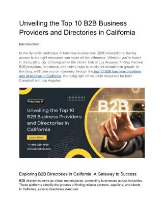 Unveiling the Top 10 B2B Business Providers and Directories in California