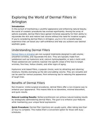 Exploring the World of Dermal Fillers in Arlington - Accumed Center