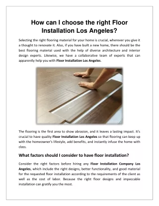 Floor Installation Company Los Angeles - My Flooring Expert - (310) 340-6527