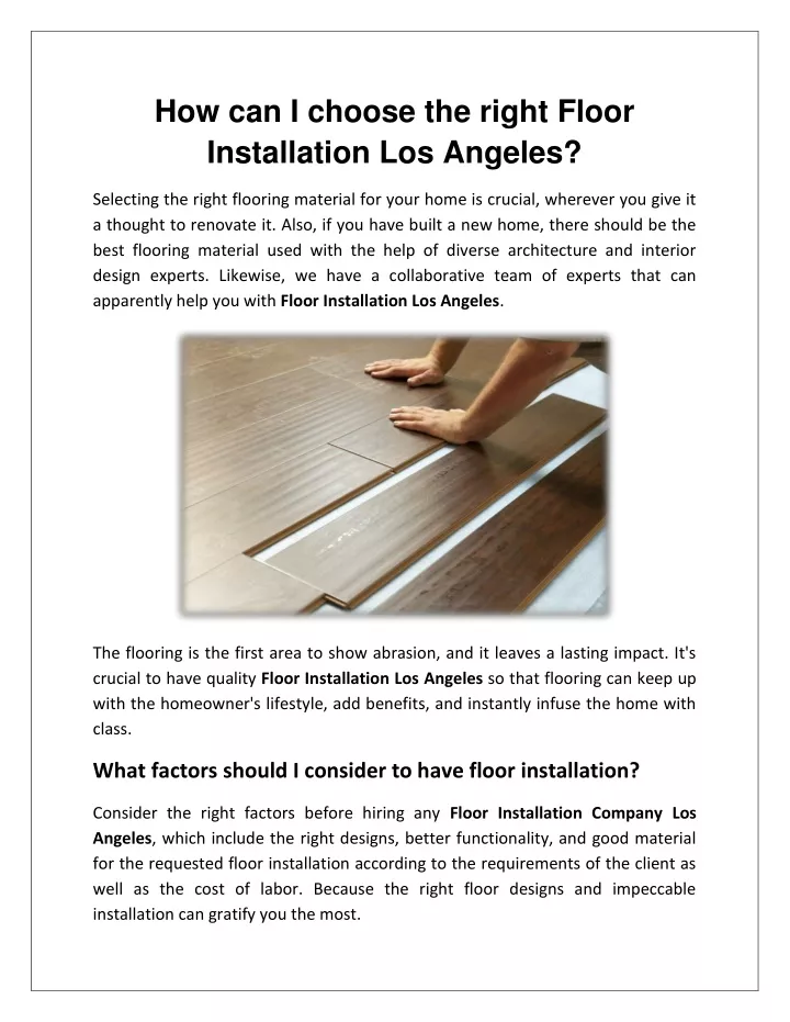 how can i choose the right floor installation