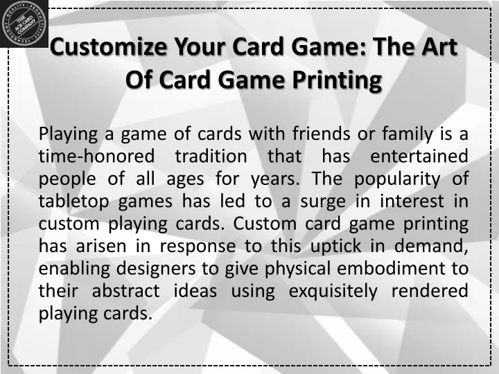 customize your card game the art of card game printing