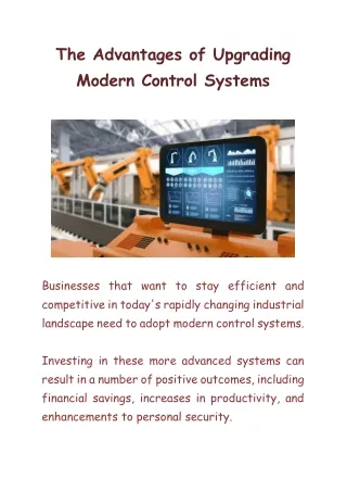 The Advantages of Upgrading Modern Control Systems