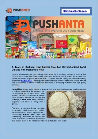 Buy Kamini Rice In Howrah - Pushanta