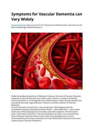 Symptoms for Vascular Dementia can Vary Widely