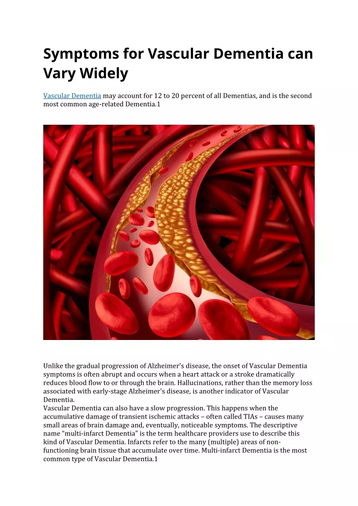 symptoms for vascular dementia can vary widely