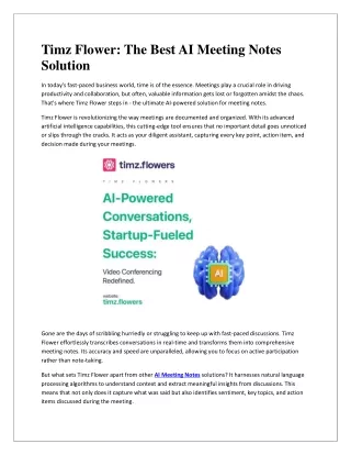 Timz Flower: The Best AI Meeting Notes Solution